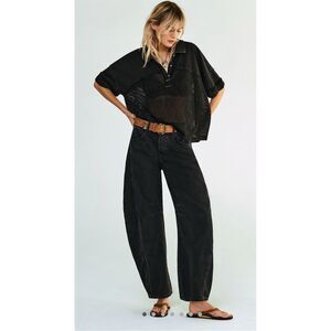 Free People Black Wide Leg Jeans